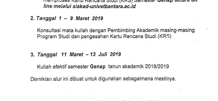 Registrasi mahasiswa semester Genap 2018/2019