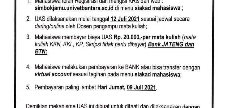 Pengumunan UAS Genap 2020/2022 Fakultas Teknik