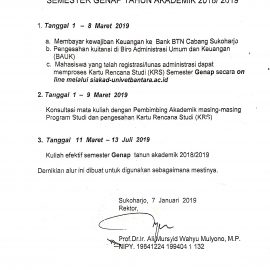 Registrasi mahasiswa semester Genap 2018/2019