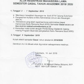 Registrasi Mahasiswa Lama Gasal 2019/2020