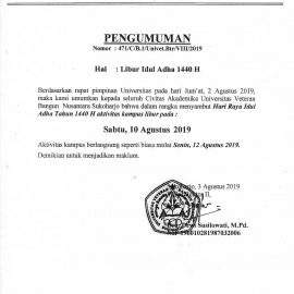 Pengumuman Hari Raya Idul Adha Tahun 2019